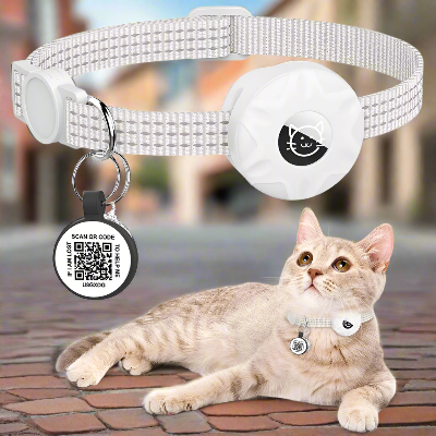 Collier Airtag Chat - CatAirTagCollar™ - Blanc