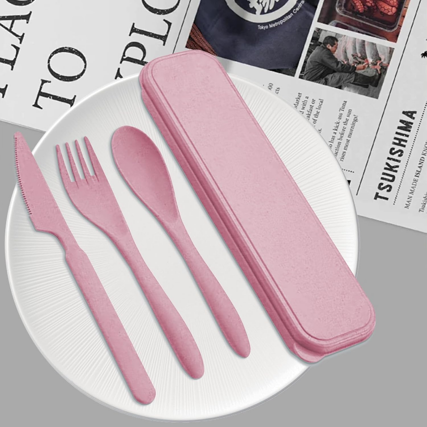 Vaisselle à emporter - StrawDinnerwareSet™ - Rose