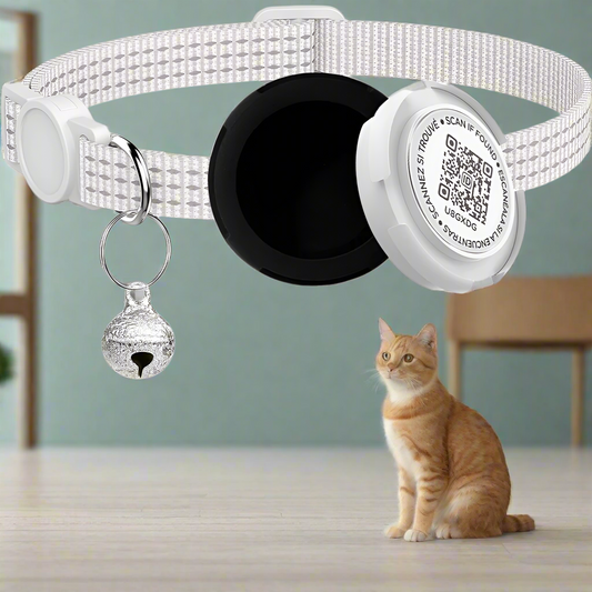 Collier airtag chat	- CatCollarTracker™ - Blanc